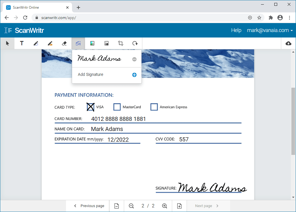 Remove text from image online, then sign the document