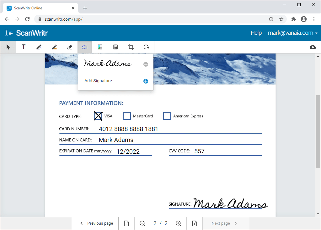 Remove text from document online, then sign the document