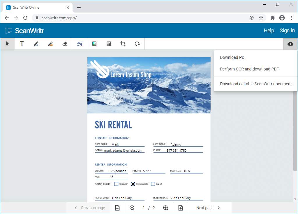 ScanWritr online editor and converter