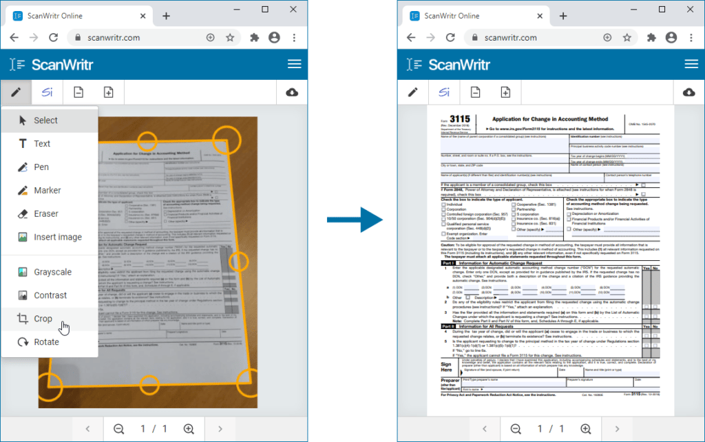 Enhance a Scanned Document Online With ScanWritr