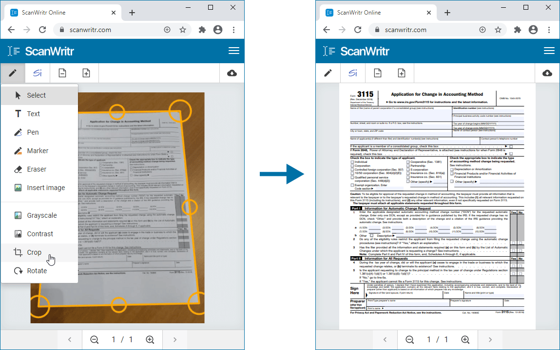 Enhance a Scanned Document Online With