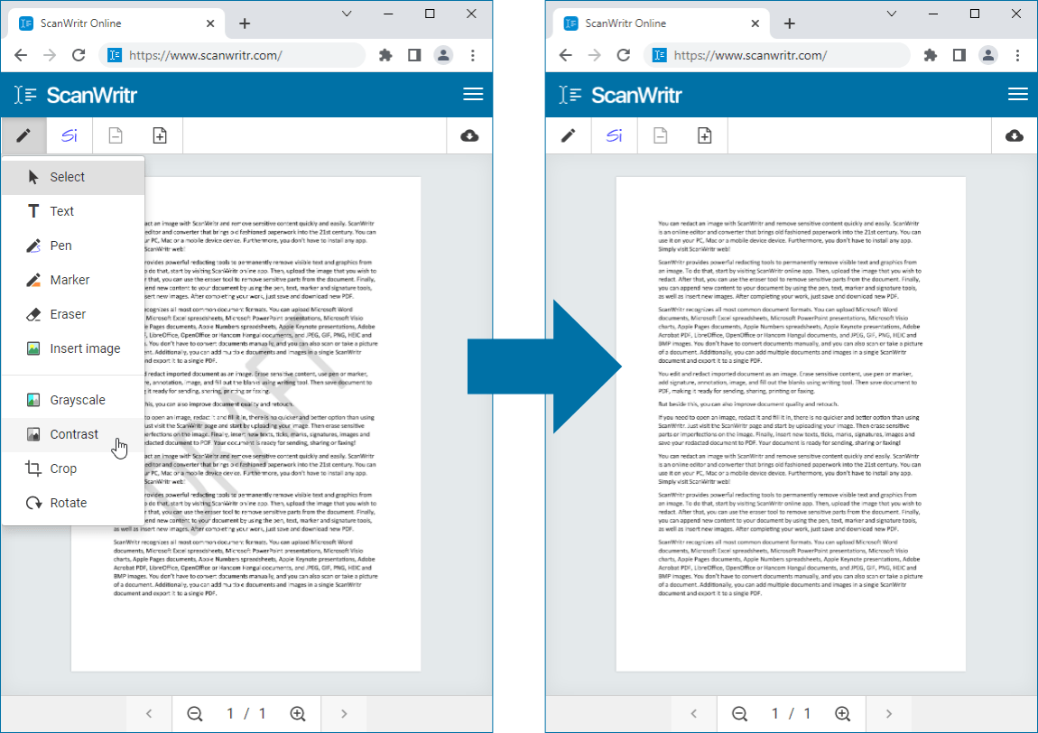 Remove watermark from a document